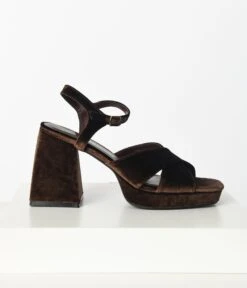 Matisse Chocolate Brown Velvet Platform Heels