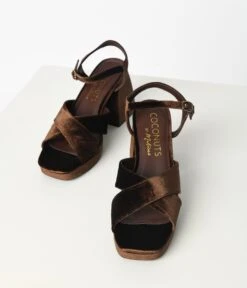 Matisse Chocolate Brown Velvet Platform Heels -Pleaser Clothing Store chocolate brown velvet platform heels 440327