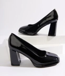 Classic Black Patent Leatherette Pumps