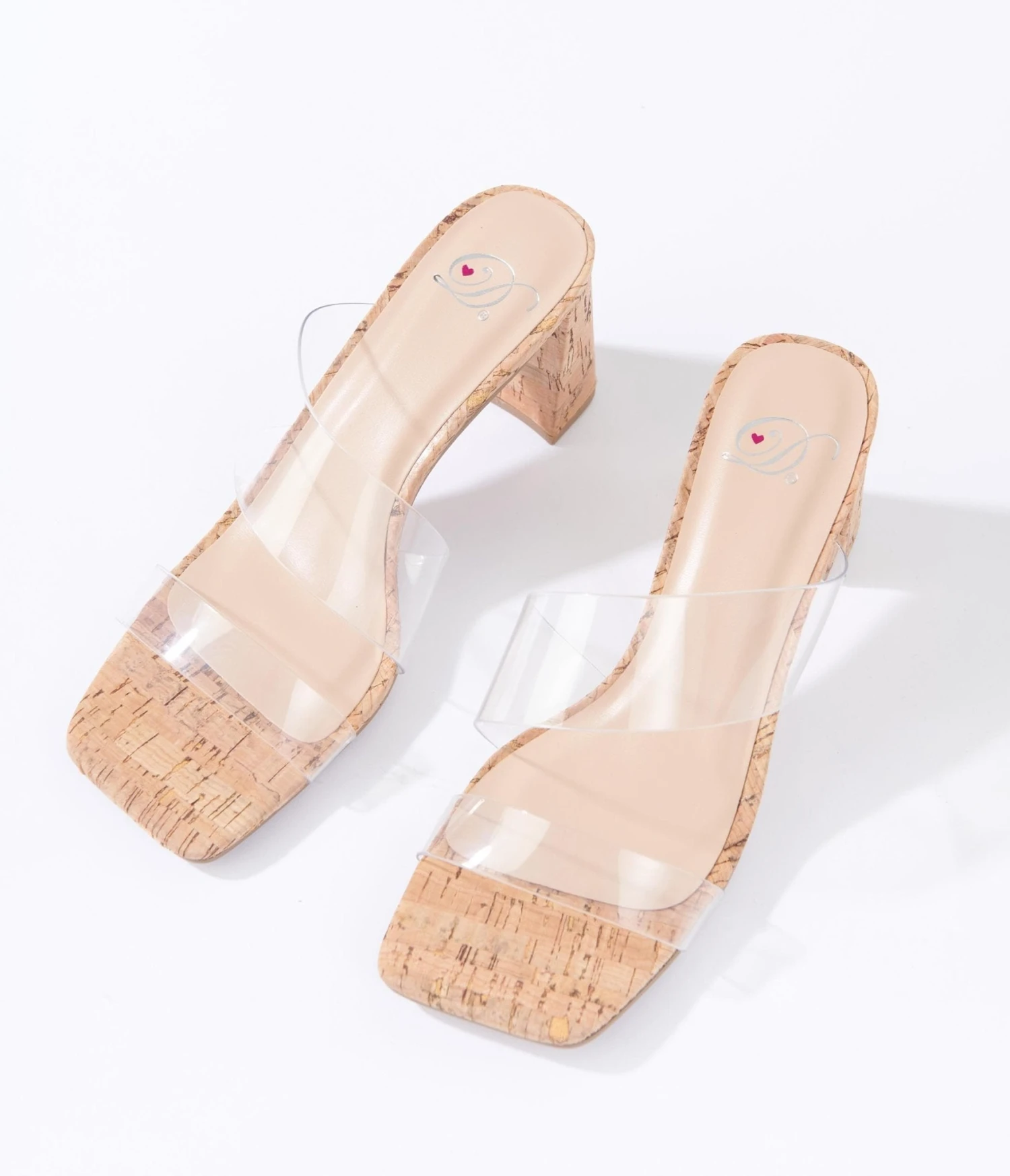 Clear Cork Kitten Heel Sandals 1 Clear Cork Kitten Heel Sandals