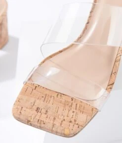 Clear Cork Kitten Heel Sandals 6 Clear Cork Kitten Heel Sandals -Pleaser Clothing Store clear cork kitten heel sandals 685806