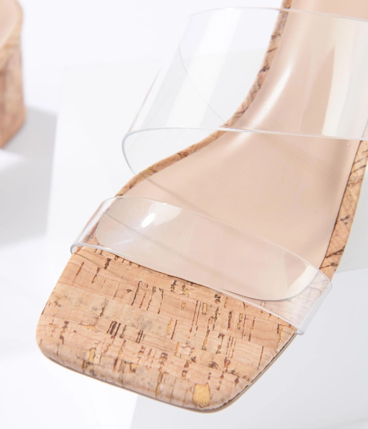 Clear Cork Kitten Heel Sandals 3 Clear Cork Kitten Heel Sandals - Image 3