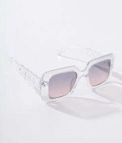 Clear & Pink Ombre Tint Square Sunglasses