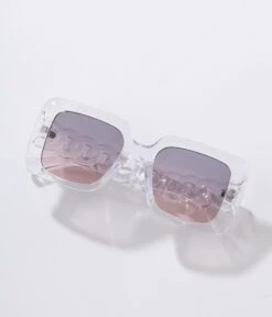 Clear & Pink Ombre Tint Square Sunglasses -Pleaser Clothing Store clear pink ombre tint square sunglasses 488623