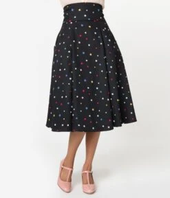Collectif 1950s Black & Multicolor Stars Alexa Suspender Swing Skirt 7 Collectif 1950s Black & Multicolor Stars Alexa Suspender Swing Skirt -Pleaser Clothing Store collectif 1950s black multicolor stars alexa suspender swing skirt 207696