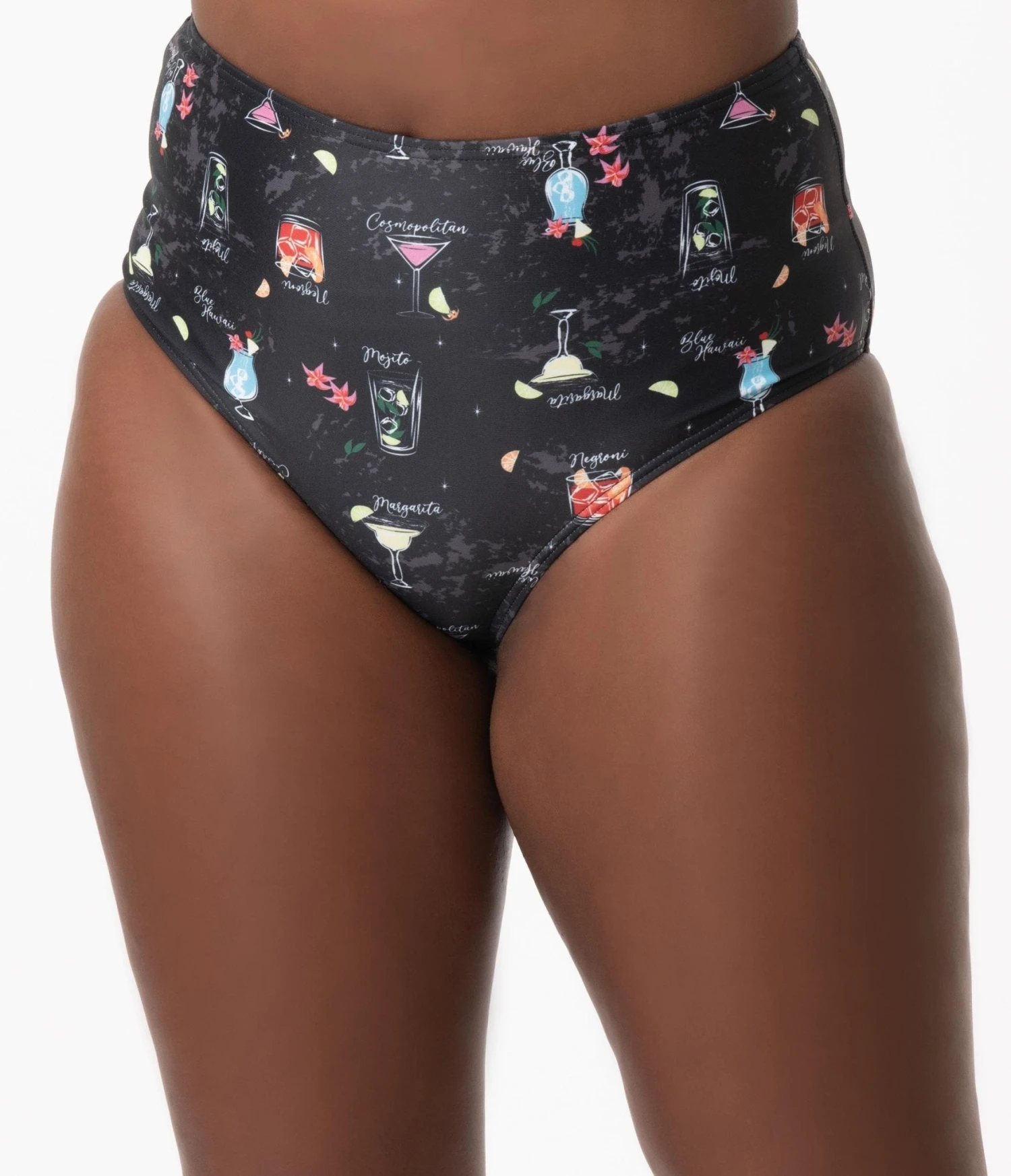 Collectif Black & Cocktail Menu Print Swim Bottom 2 Collectif Black & Cocktail Menu Print Swim Bottom - Image 2