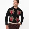 Collectif Black Diamond Knit Luca Mens Cardigan