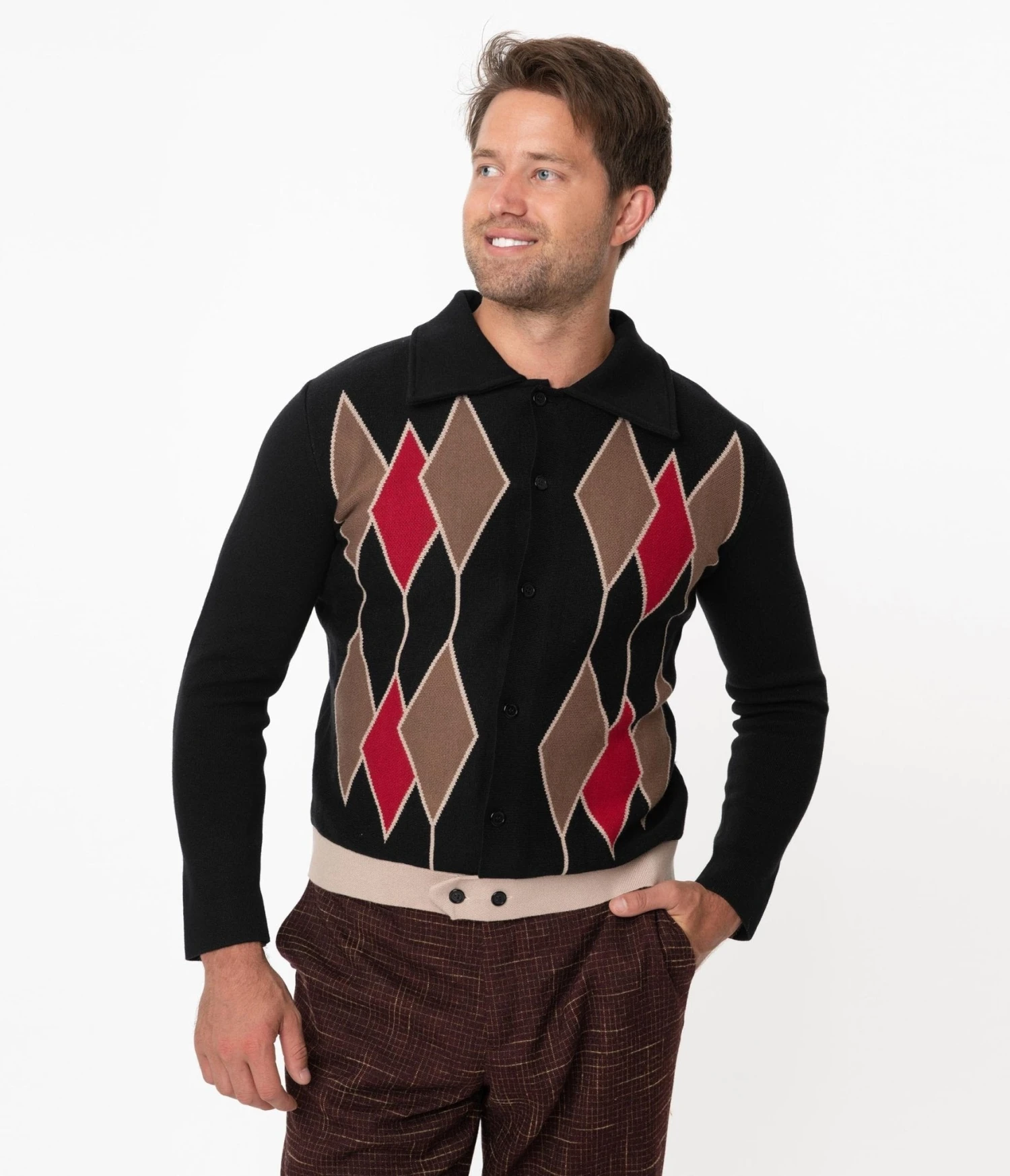 Collectif Black Diamond Knit Luca Mens Cardigan 1 Collectif Black Diamond Knit Luca Mens Cardigan