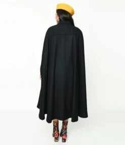 Collectif Black Enola Cape Coat -Pleaser Clothing Store collectif black enola cape coat 254590
