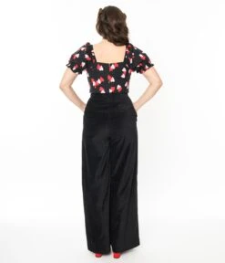 Collectif Black Jilka Corduroy Trousers -Pleaser Clothing Store collectif black jilka corduroy trousers 831615