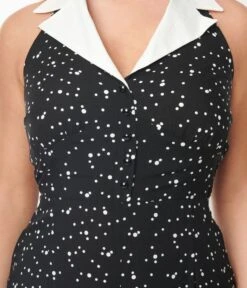 Collectif Black & White Dot Kalpana Jumpsuit -Pleaser Clothing Store collectif black white dot kalpana jumpsuit 528415