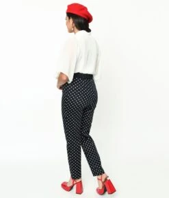 Collectif Black & White Polka Dot Belted Thea Pants 5 Collectif Black & White Polka Dot Belted Thea Pants -Pleaser Clothing Store collectif black white polka dot belted thea pants 531821