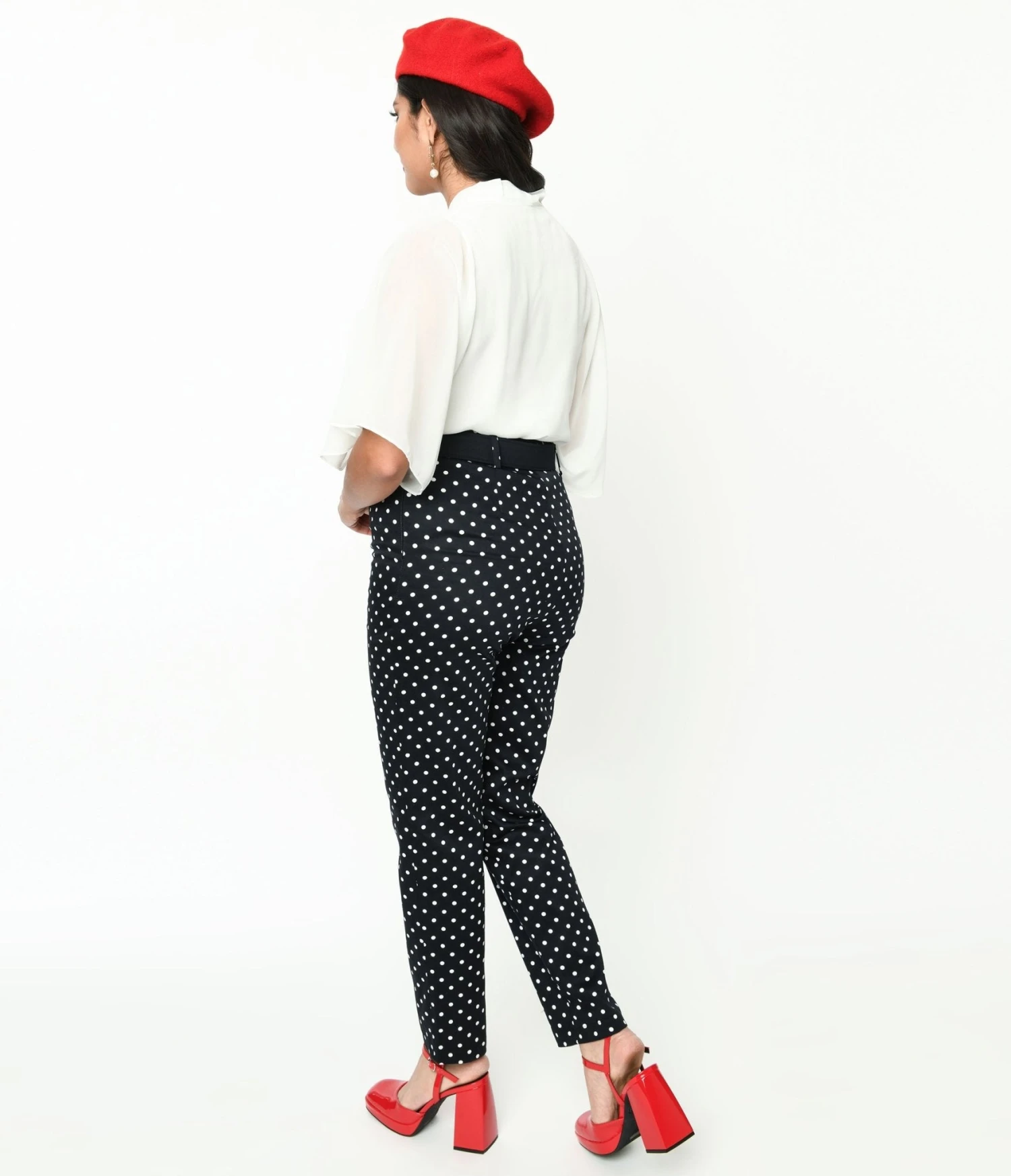 Collectif Black & White Polka Dot Belted Thea Pants 3 Collectif Black & White Polka Dot Belted Thea Pants - Image 3