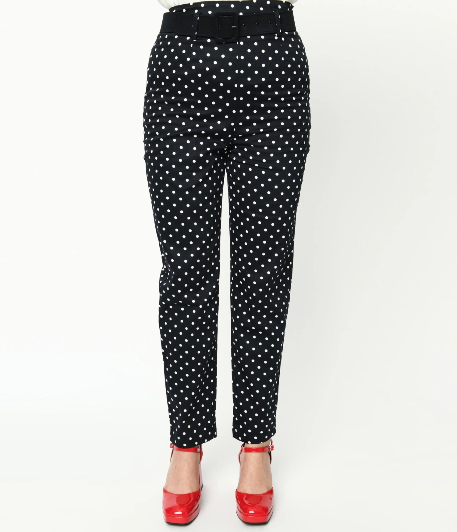 Collectif Black & White Polka Dot Belted Thea Pants 2 Collectif Black & White Polka Dot Belted Thea Pants - Image 2