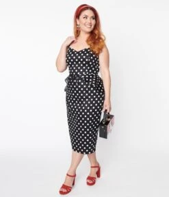 Collectif Black & White Polka Dot Lilla Pencil Dress 9 Collectif Black & White Polka Dot Lilla Pencil Dress -Pleaser Clothing Store collectif black white polka dot lilla pencil dress 189725