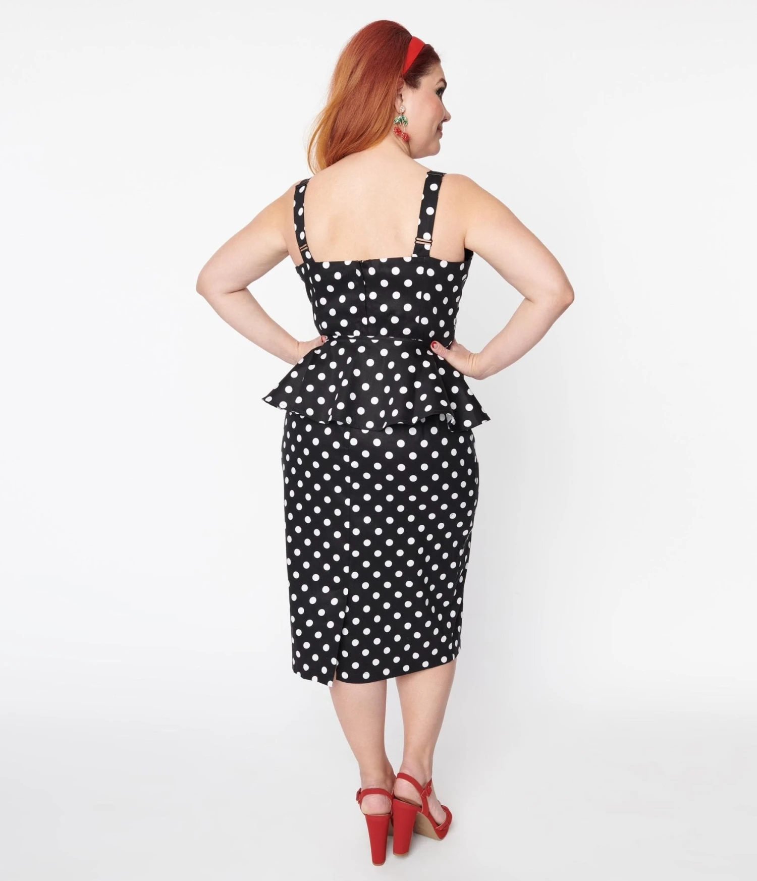 Collectif Black & White Polka Dot Lilla Pencil Dress 2 Collectif Black & White Polka Dot Lilla Pencil Dress - Image 2