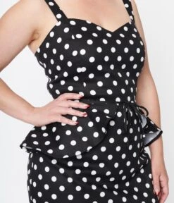 Collectif Black & White Polka Dot Lilla Pencil Dress 7 Collectif Black & White Polka Dot Lilla Pencil Dress -Pleaser Clothing Store collectif black white polka dot lilla pencil dress 812657