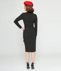 Collectif Black & White Polka Dots Anika Pencil Dress -Pleaser Clothing Store collectif black white polka dots anika pencil dress 103403