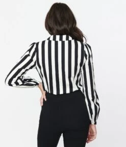 Collectif Black & White Striped Jerry Blouse -Pleaser Clothing Store collectif black white striped jerry blouse 204458