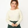 Collectif Cream Cable Knit Hannah Sweater