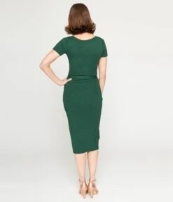 Collectif Green Knit Wiggle Dress -Pleaser Clothing Store collectif green knit wiggle dress 599963