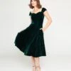 Collectif Green Velvet Karin Swing Dress