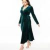 Collectif Green Velvet Kendra Wrap Dress