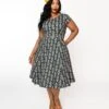 Collectif Green Wallflower Striped Swing Dress