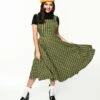 Collectif Green & White Checked Eloise Acres Swing Dress