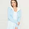 Collectif Light Blue & Faux Fur Collar Cardigan