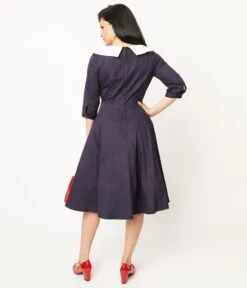 Collectif Navy & White Elle Swing Dress -Pleaser Clothing Store collectif navy white elle swing dress 399495