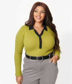 Collectif Plus Size Green Eyelet Lorelei Knit Top -Pleaser Clothing Store collectif plus size green eyelet lorelei knit top 774825