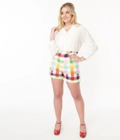Collectif Rainbow Gingham Shorts