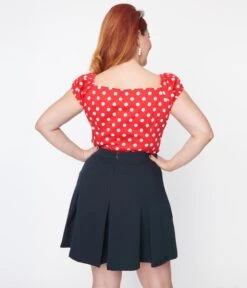 Collectif Red & White Polka Dot Dolores Top -Pleaser Clothing Store collectif red white polka dot dolores top 536698