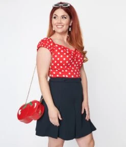 Collectif Red & White Polka Dot Dolores Top -Pleaser Clothing Store collectif red white polka dot dolores top 556147