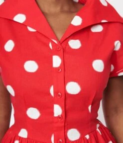 Collectif Red & White Polka Dot Judy Swing Dress 8 Collectif Red & White Polka Dot Judy Swing Dress -Pleaser Clothing Store collectif red white polka dot judy swing dress 454060
