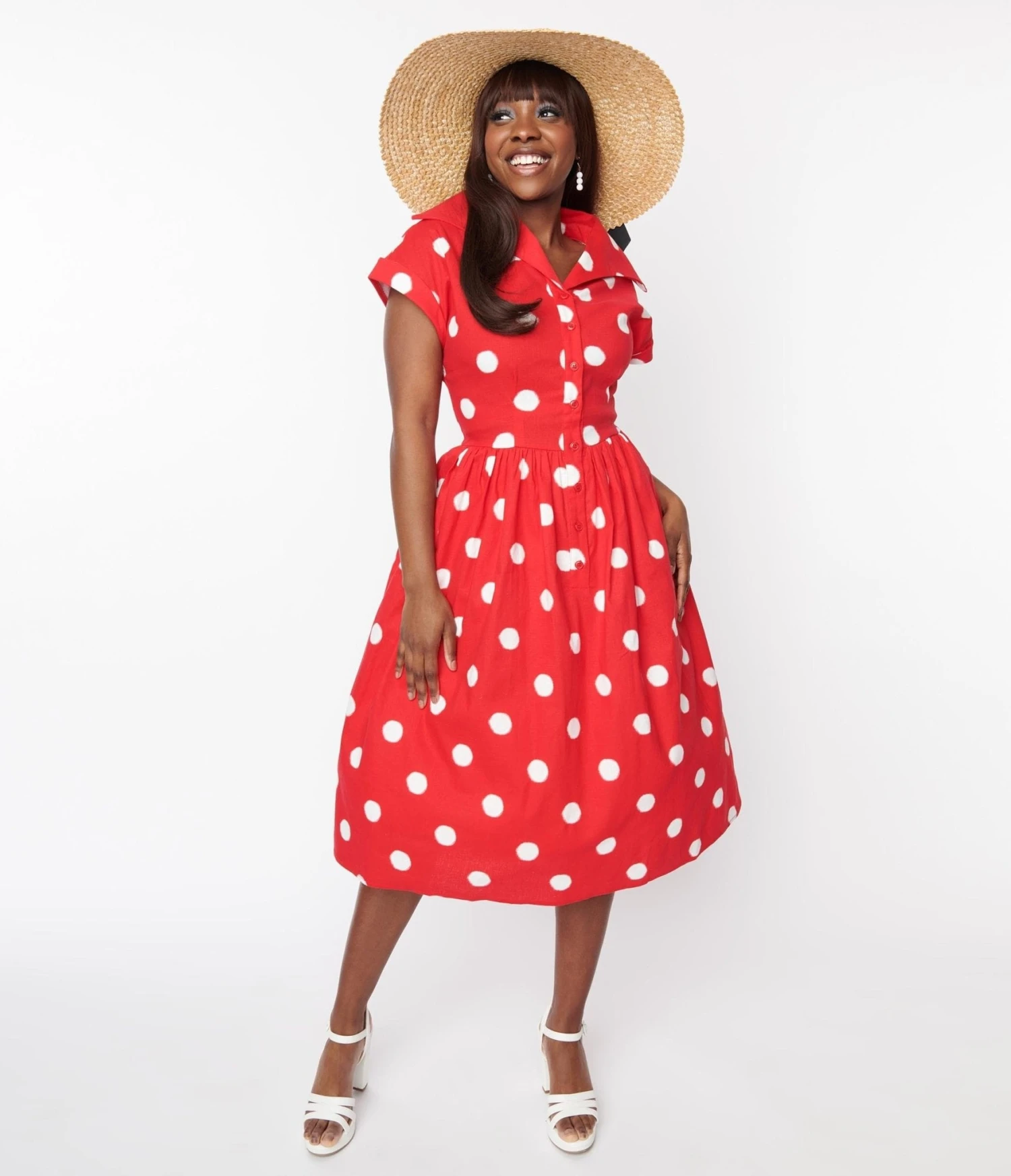 Collectif Red & White Polka Dot Judy Swing Dress 5 Collectif Red & White Polka Dot Judy Swing Dress - Image 5