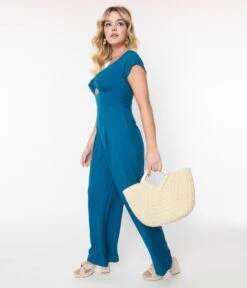 Collectif Teal Roisin Jumpsuit -Pleaser Clothing Store collectif teal roisin jumpsuit 621941