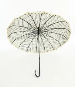 Cream & Black Sparkle Dot Frilled Pagoda Umbrella -Pleaser Clothing Store cream black sparkle dot frilled pagoda umbrella 113881