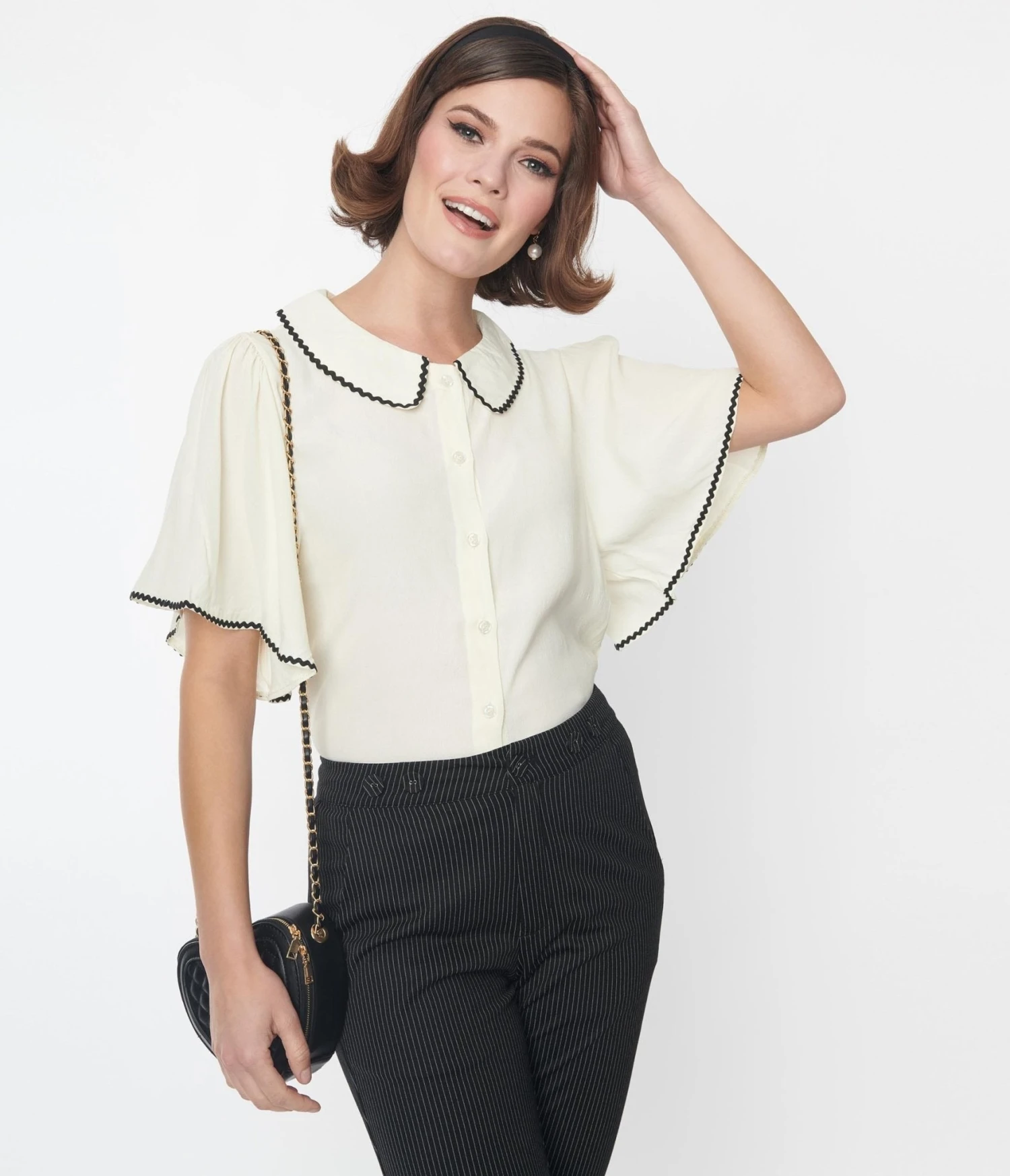 Cream & Black Trim Top 1 Cream & Black Trim Top