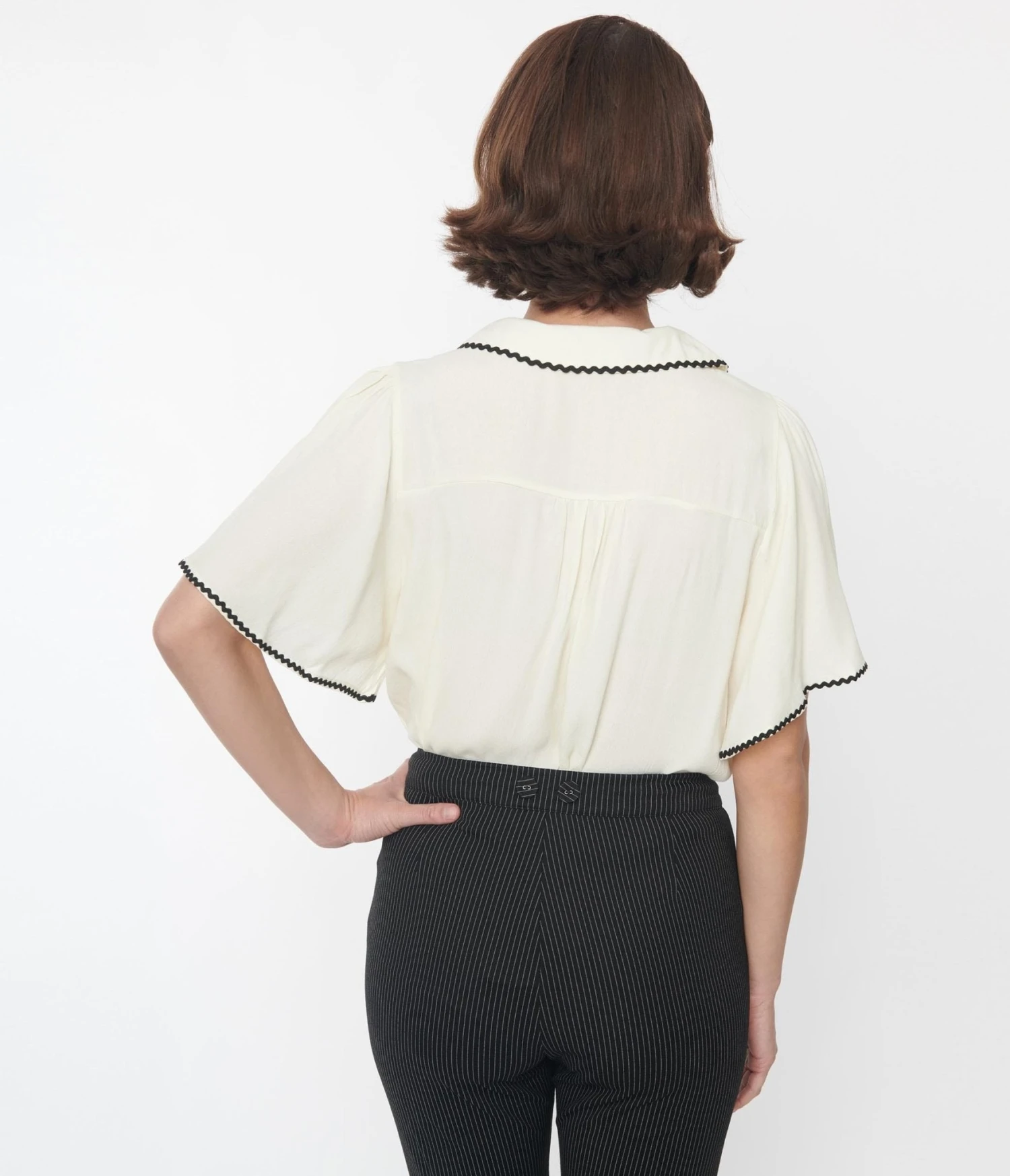 Cream & Black Trim Top 2 Cream & Black Trim Top - Image 2