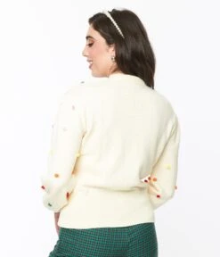 Cream & Rainbow Dots Sweater -Pleaser Clothing Store cream rainbow dots sweater 986445