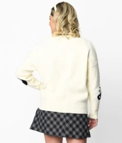 Cream Yin & Yang Varsity Cardigan -Pleaser Clothing Store cream yin yang varsity cardigan 297693