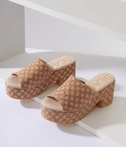 Matisse Daisy & Cork Mule Platform Heels -Pleaser Clothing Store daisy cork mule platform heels 704859