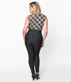 Dark Denim Wash High Waist Pants -Pleaser Clothing Store dark denim wash high waist pants 148197