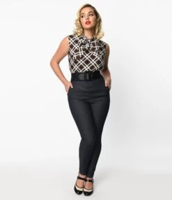 Dark Denim Wash High Waist Pants