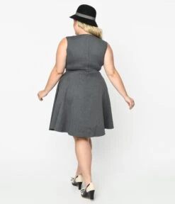 Dark Heather Grey Swing Dress -Pleaser Clothing Store dark heather grey swing dress 439939