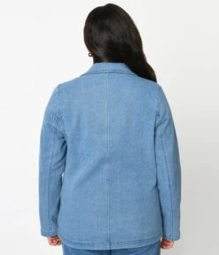 Denim Washed Blazer -Pleaser Clothing Store denim washed blazer 323832