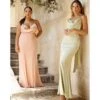 Cinderella Divine Dusty Rose Cowl Neck Satin Bridesmaid Dress