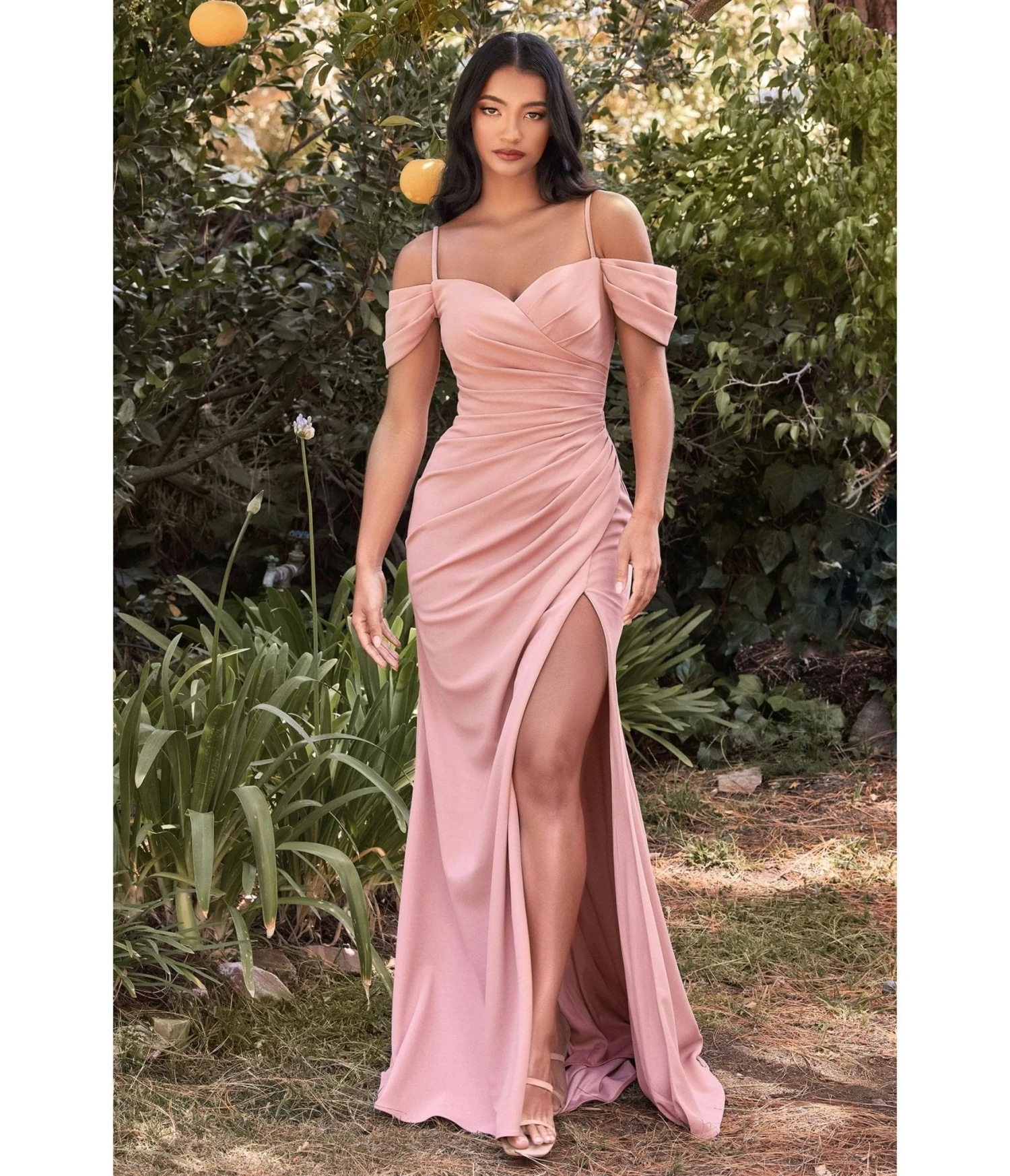 Cinderella Divine Dusty Rose Regal Off Shoulder Bridesmaid Dress 2 Cinderella Divine Dusty Rose Regal Off Shoulder Bridesmaid Dress - Image 2